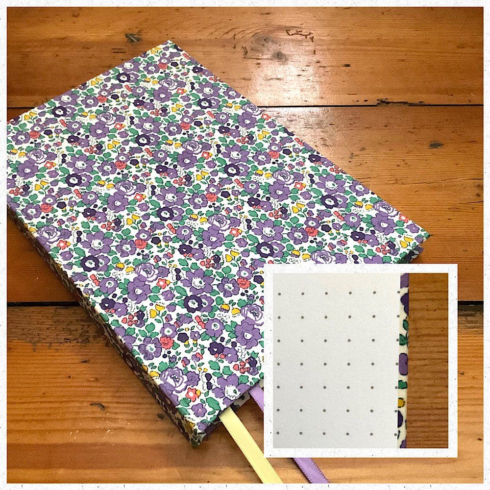 Handmade Bullet Journal with dotted paper and Liberty fabric cover