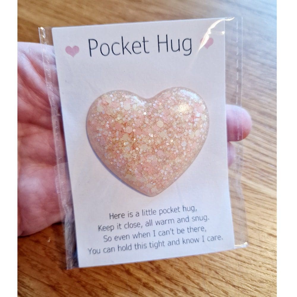 Light pink glitter pocket hug