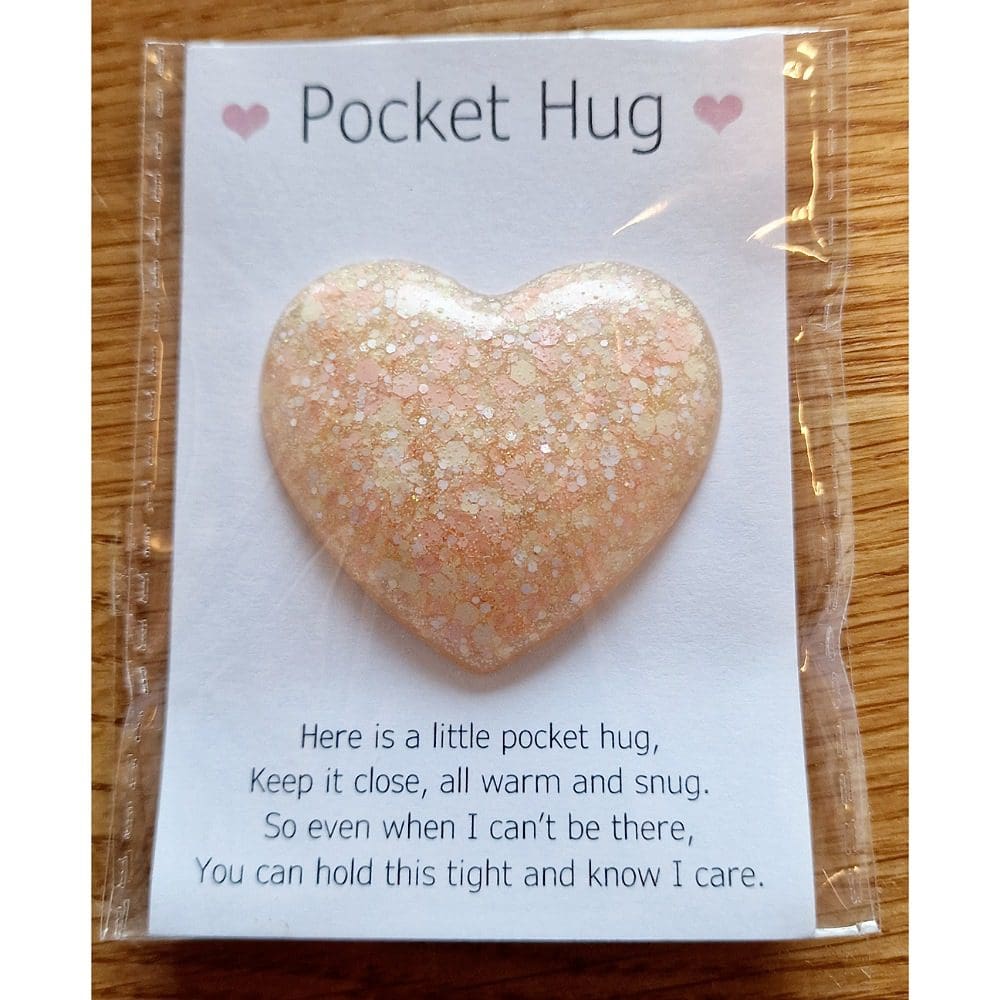 Light pink glitter pocket hug