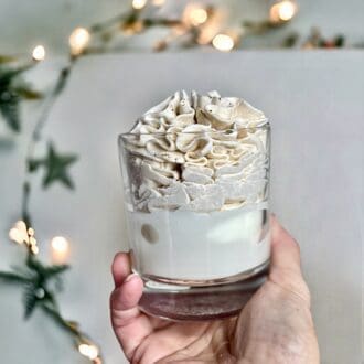 Candle with whipped wax and neutral colours
