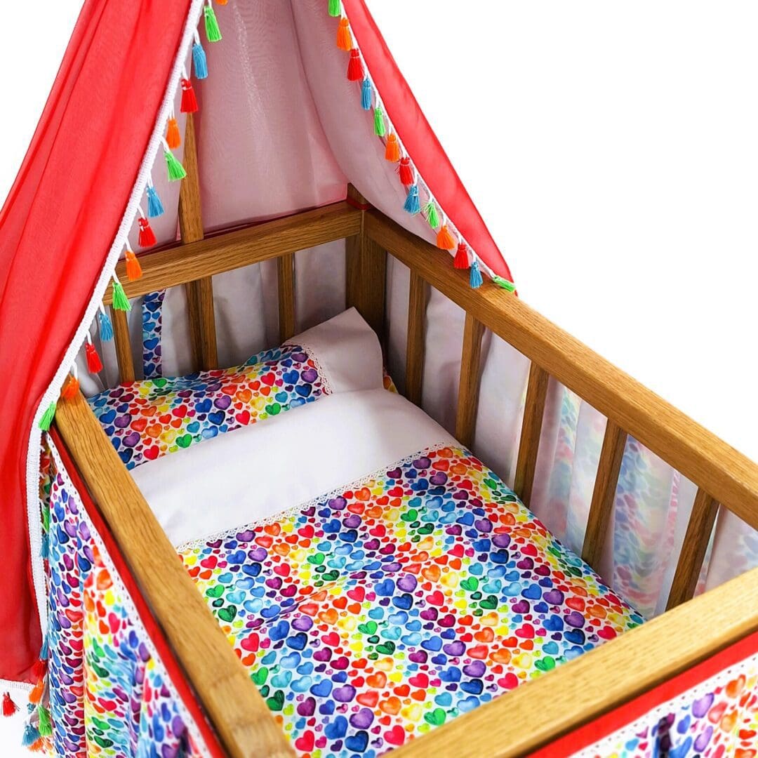 Dolls rocking outlet crib with canopy