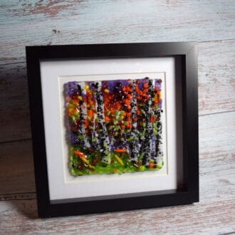 Forest at Autumn Fused glass art picture