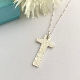 925 Sterling Silver Rustic Little Cross Necklace