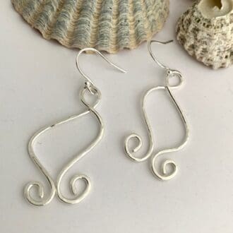 925 Sterling Silver Spiral Textured Drop Earrings