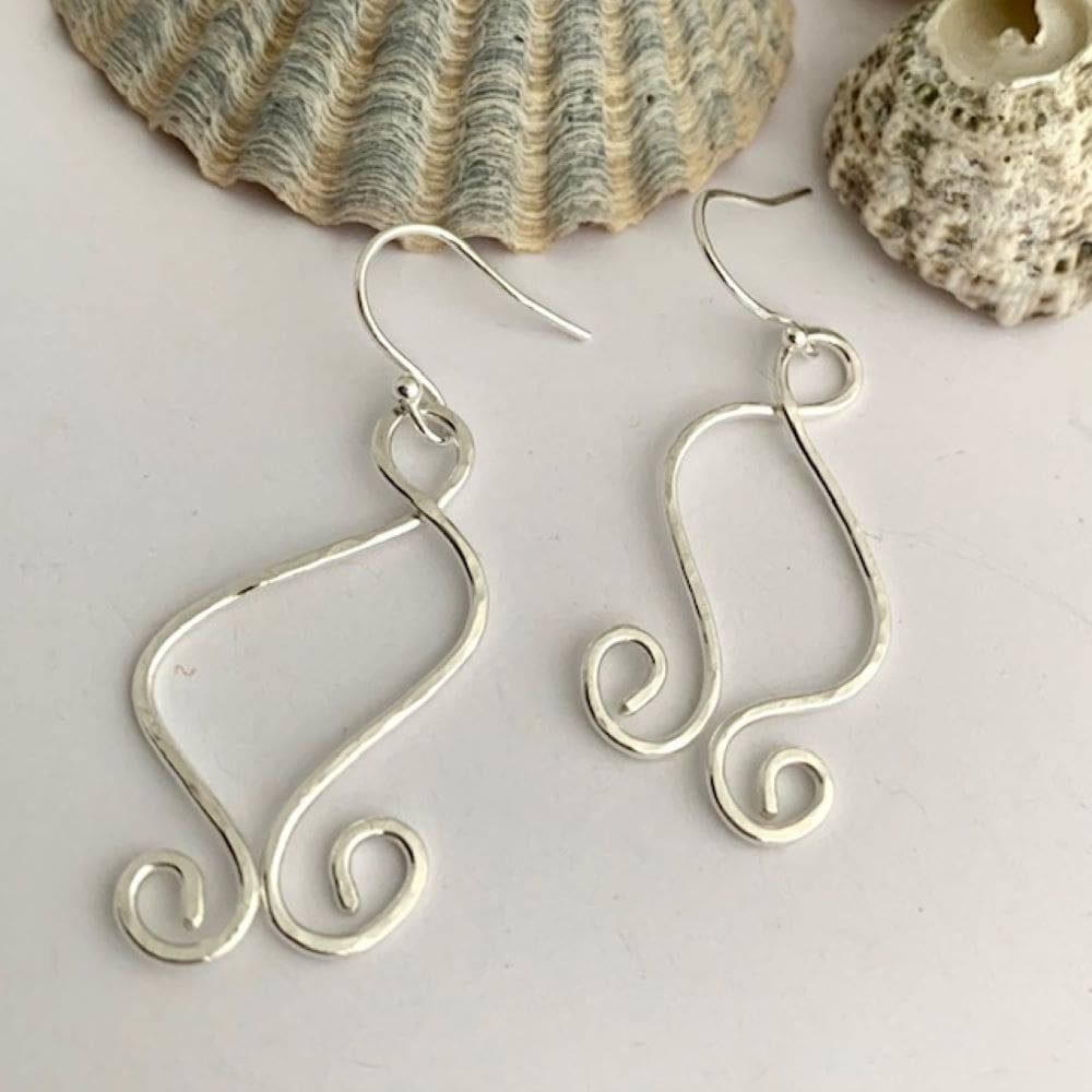 925 Sterling Silver Spiral Textured Drop Earrings