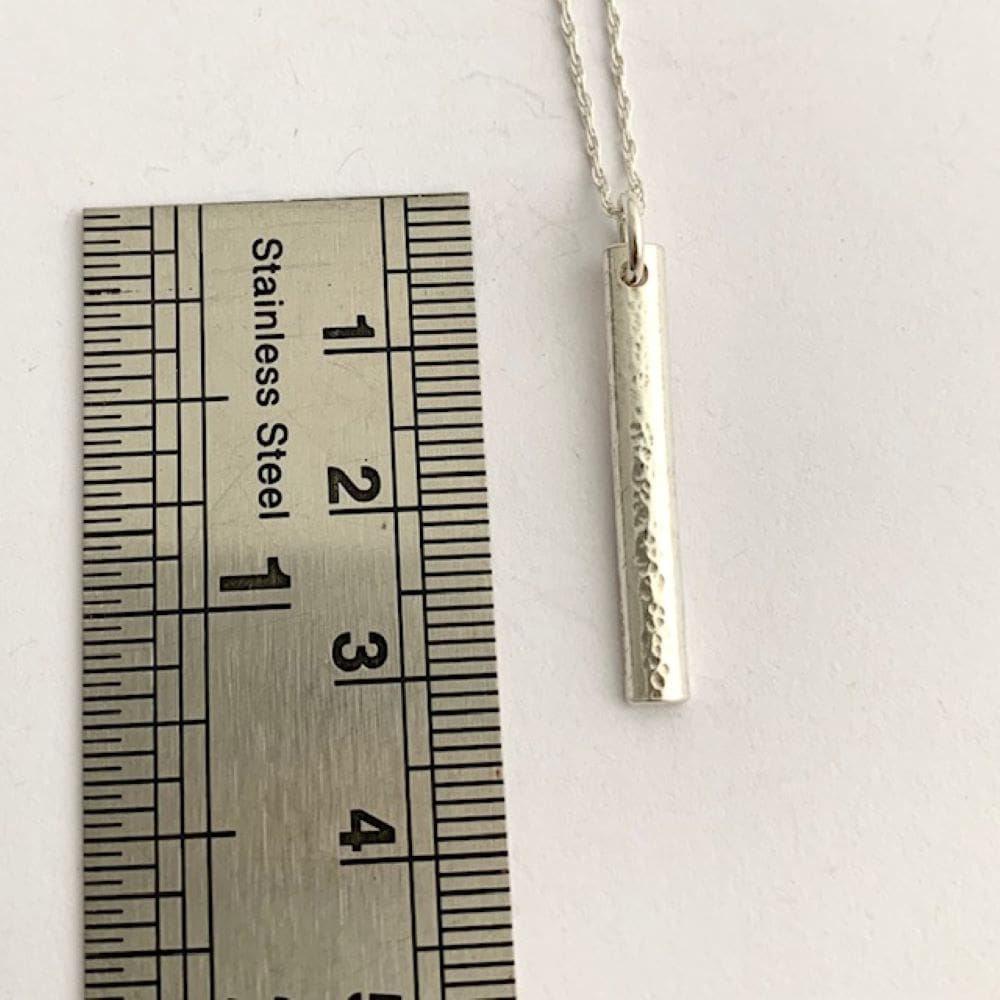 925 Sterling Silver Textured Bar Pendant