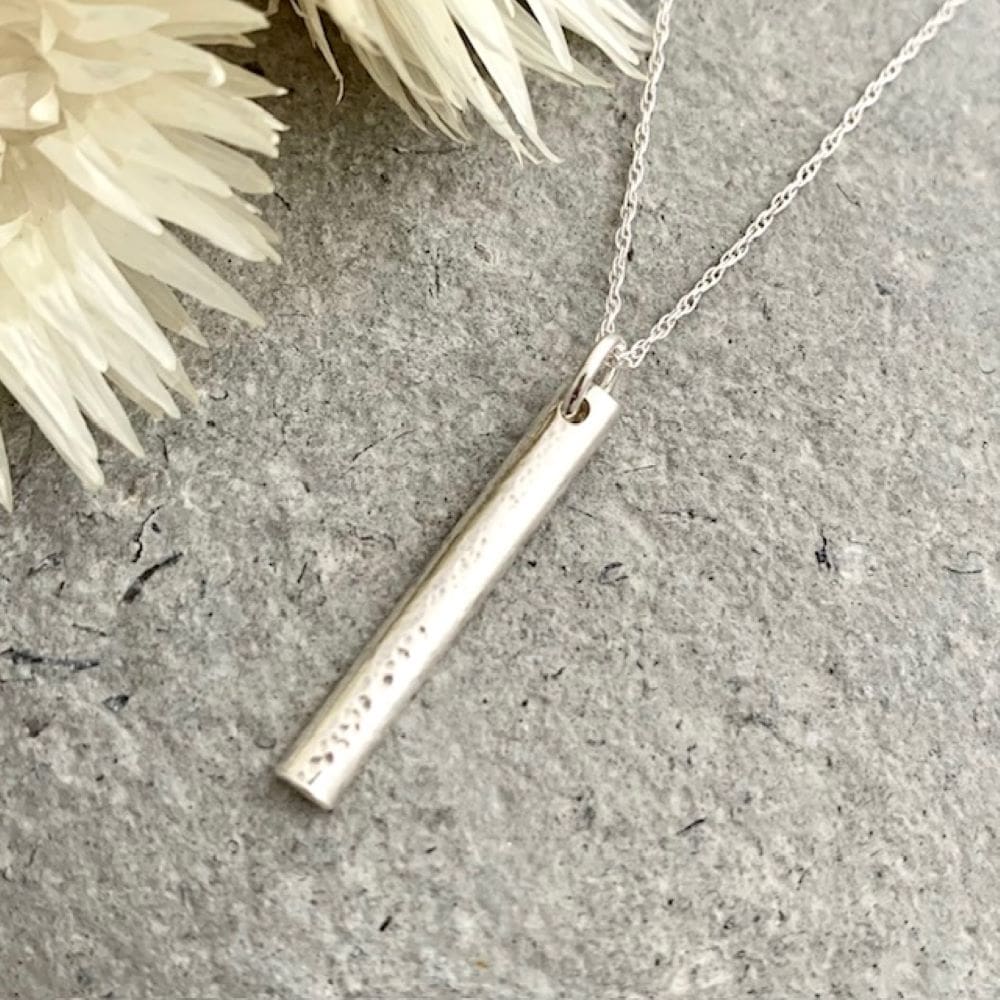 925 Sterling Silver Vertical Textured Pendant