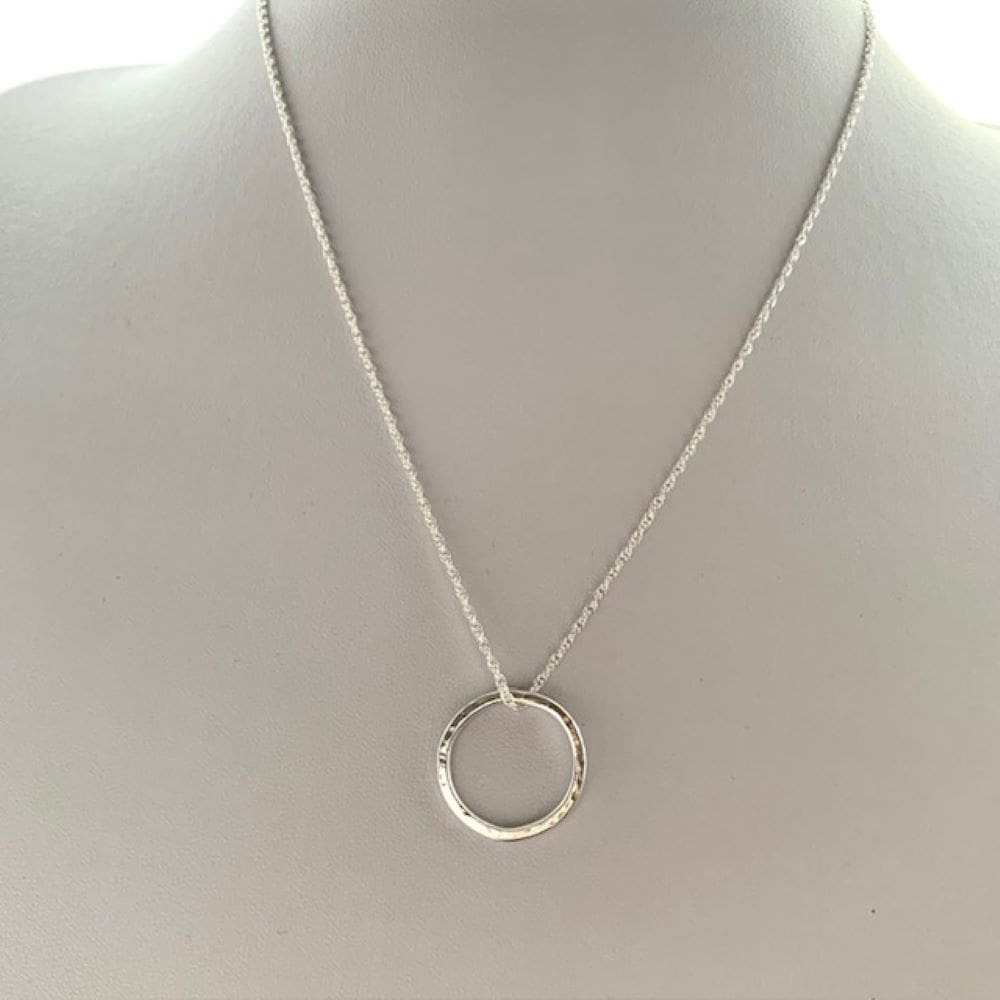925 Sterling Silver Wire Circle Hammered Pendant