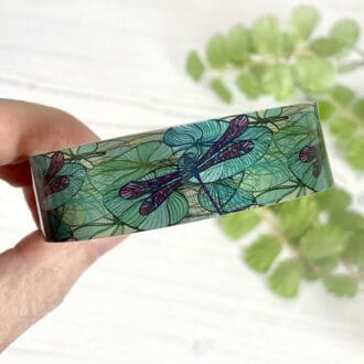 Dragonfly, bracelet, cuff, metal, bangle, teal, insects, jewellery, handmade UK, wildlife, nature, gift, DeCumi Designs