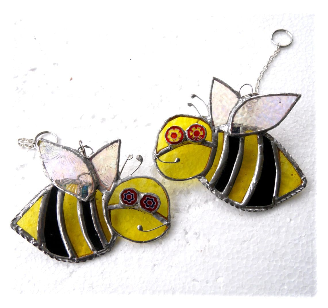 Bee stained glass suncatcher funky happy handmade