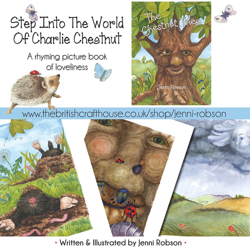 Rhyming picture book 'The Chestnut Tree' with sample pages from the book and an invite to step into the world of Charlie Chestnut