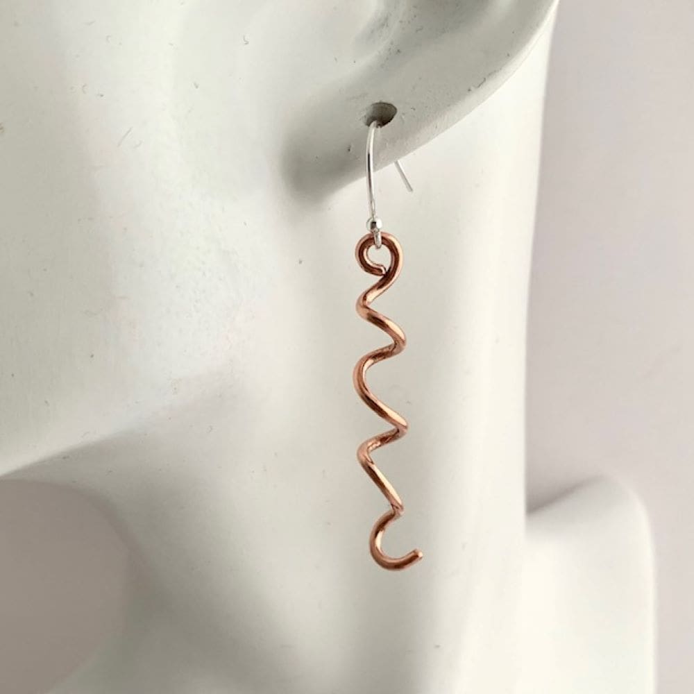 Copper Wire Spiral Wavy Earrings