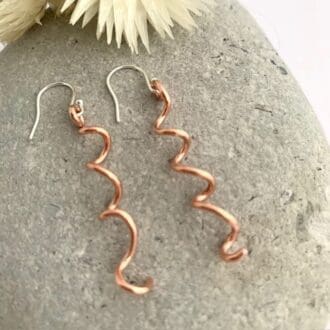 Corkscrew Copper Wire Dangle Earrings