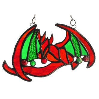 Fire Dragon Red stained glass handmade suncatcher