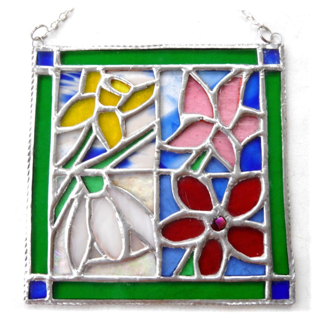 flower tile four seasons stained glass suncatcher
