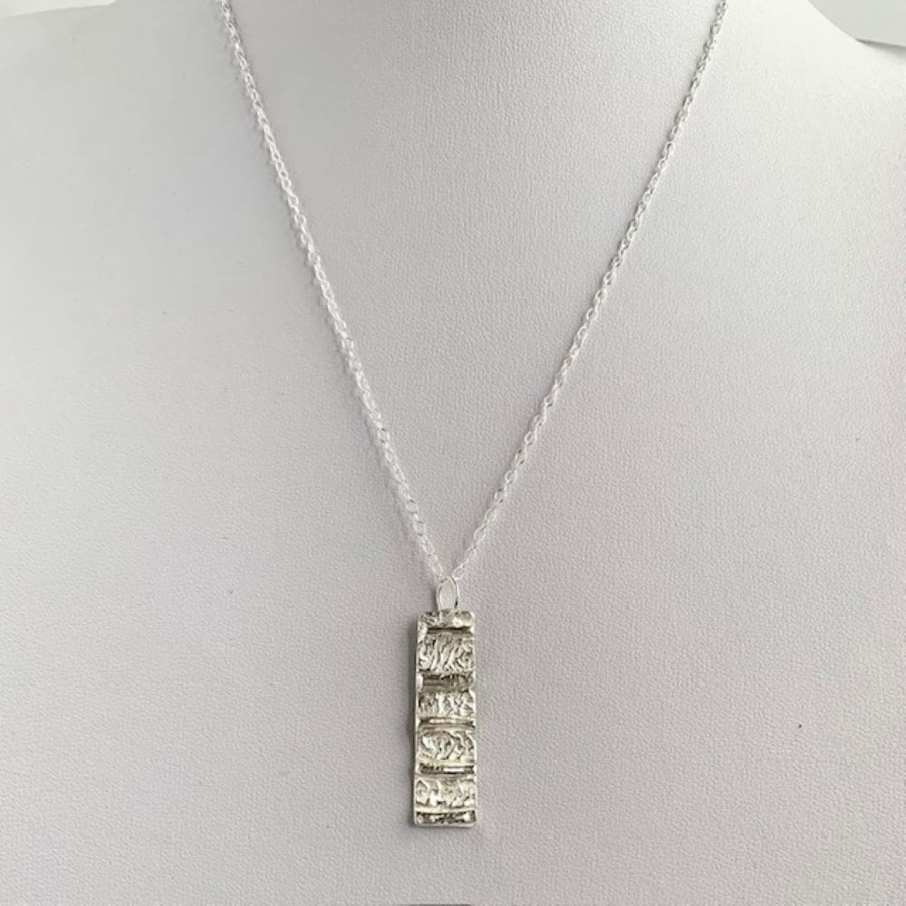 Fused Sterling Silver Bar Pendant Necklace