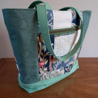 Green, cream and blue patchwork bag