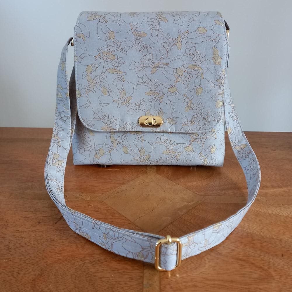 Grey and Gold Metallic Small Shoulder Bag