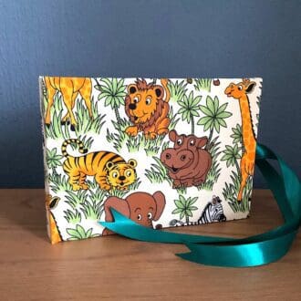 A5 landscape Handmade Photo Album Baby Book covered in a Jungle Print fabric