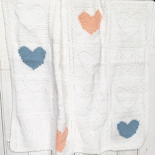 handmade baby blanket with hearts pattern