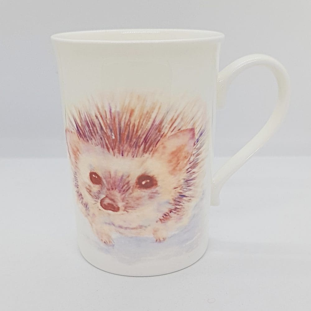 china mug with hedgehog artwork