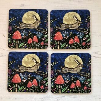 Hare & moon coasters
