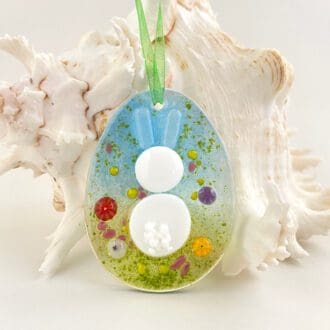 Fused Glass Easter bunny egg decoration