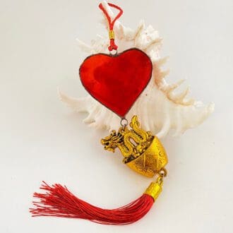 Stained glass heart with dragon decoration