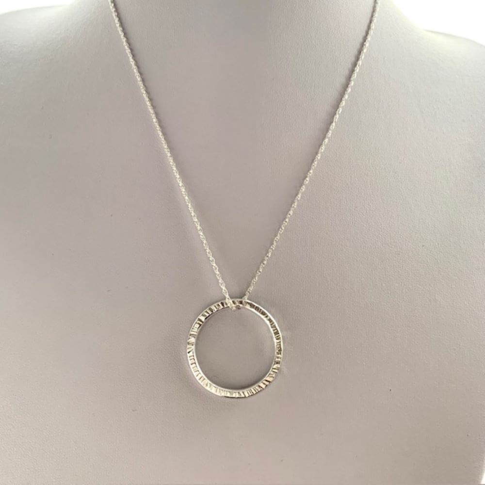 Line Hammered Sterling Silver Circle Pendant