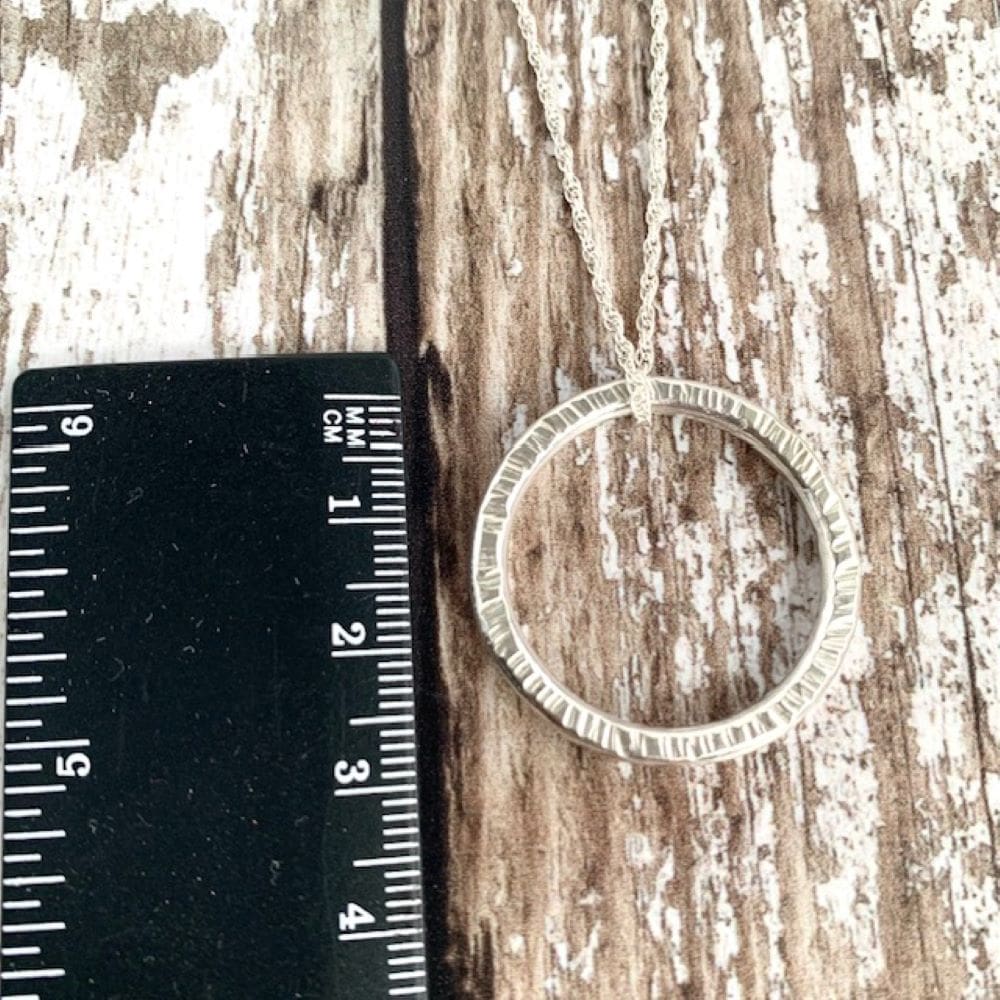 Line Hammered Sterling Silver Round Wire Necklace