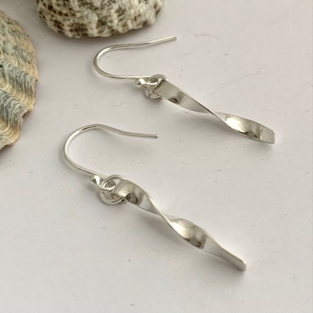 Little Twisted Smooth Sterling Silver Dangle Earrings