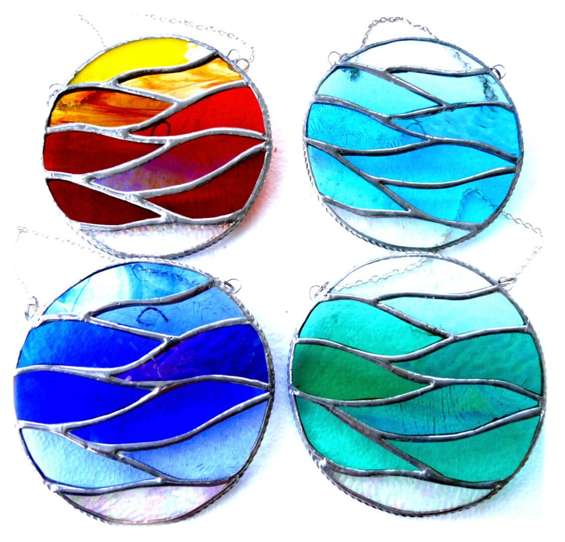 making waves stained glass suncatcher sea themed handmade