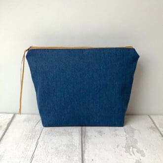 Mid Blue Denim Cosmetic Bag