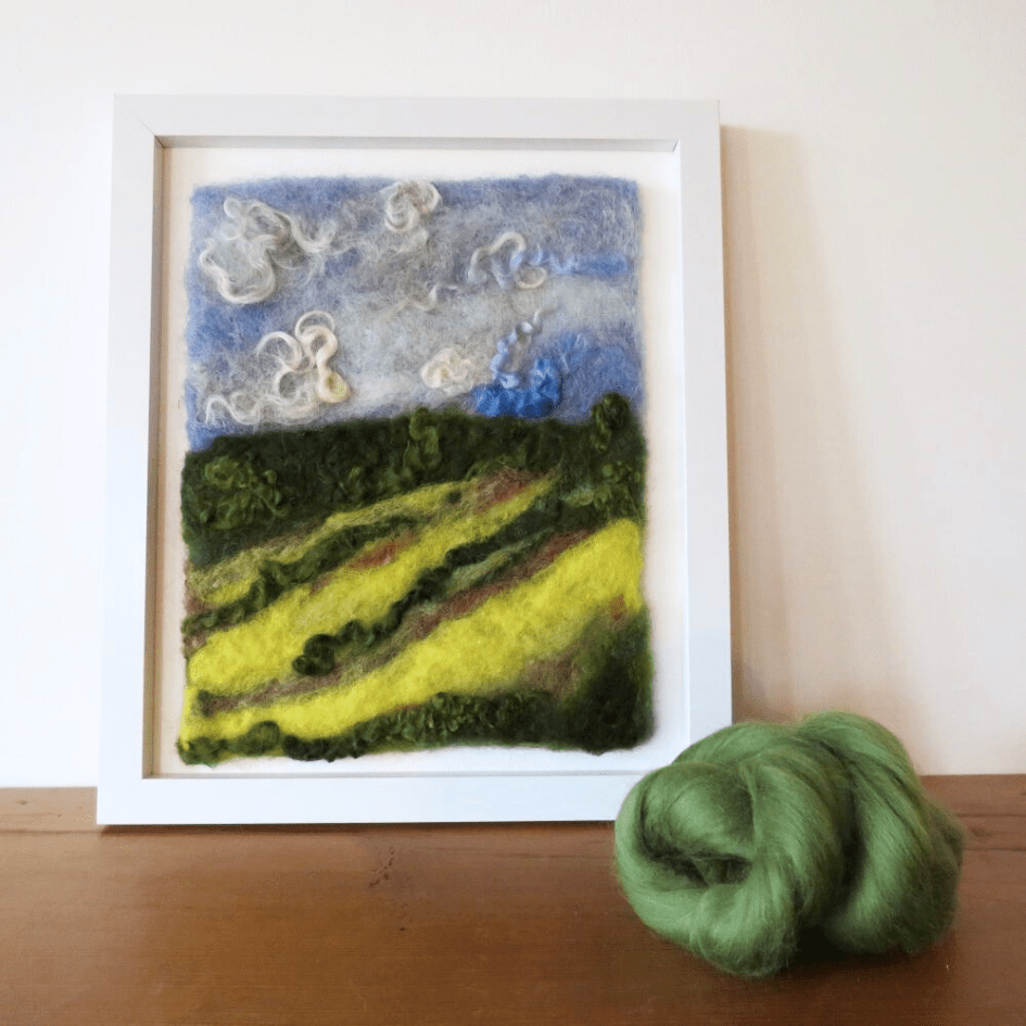 Daffodil-Fields-Needle Felted-Painting
