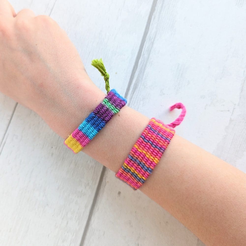 woven wrist bracelet worn on wrist