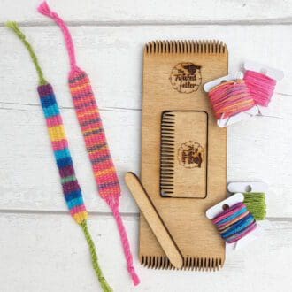 weaving kit with brightly coloured cotton