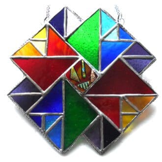 Rainbow Patchwork Quilt stained glass suncatcher triangles