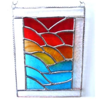 sunset ripples stained glass suncatcher waves handmade