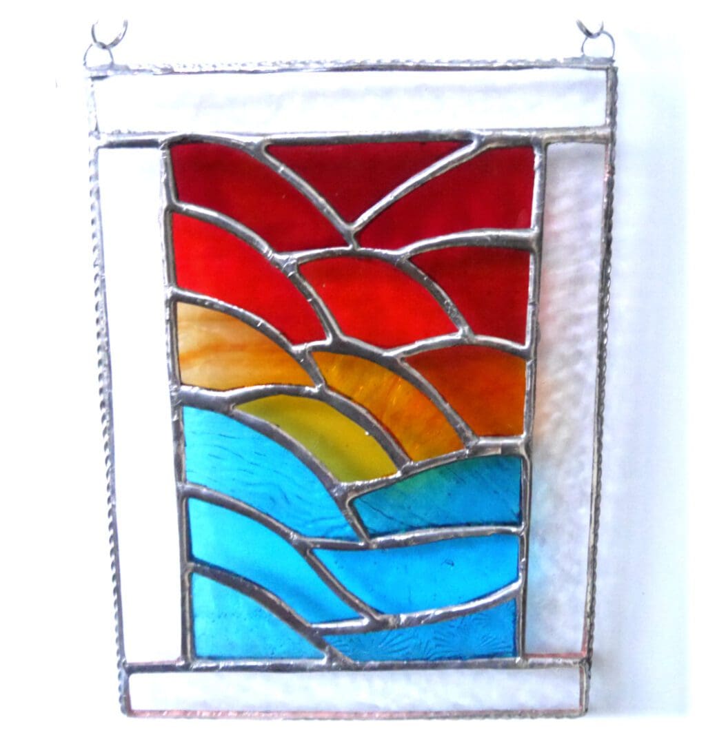sunset ripples stained glass suncatcher waves handmade