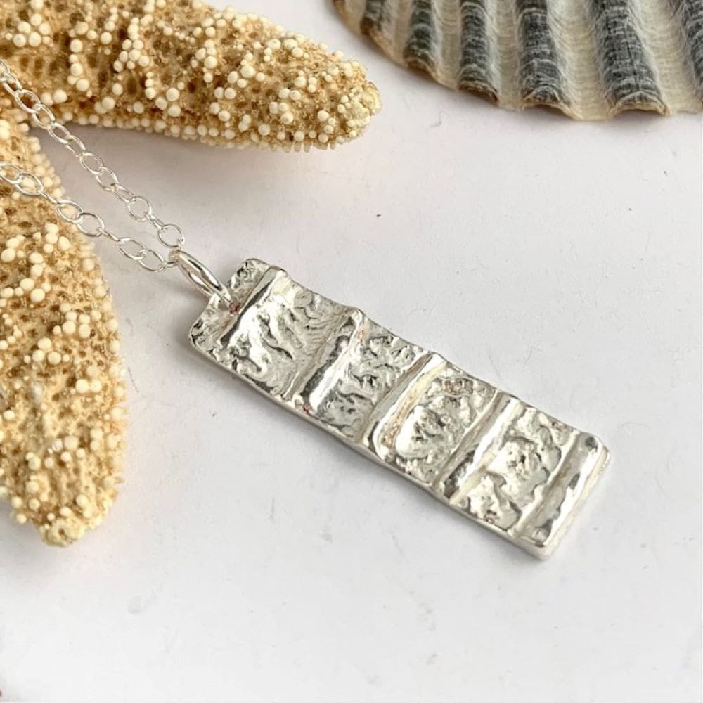 Rectangle Fused Bar Sterling Silver Necklace Pendant