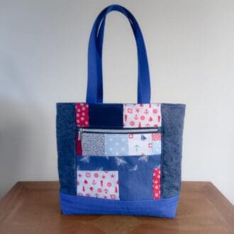 Red, White and Blue Patchwork Tote Bag