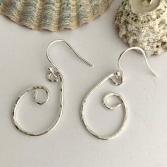 Spiral Hammered Sterling Silver Drop Earrings