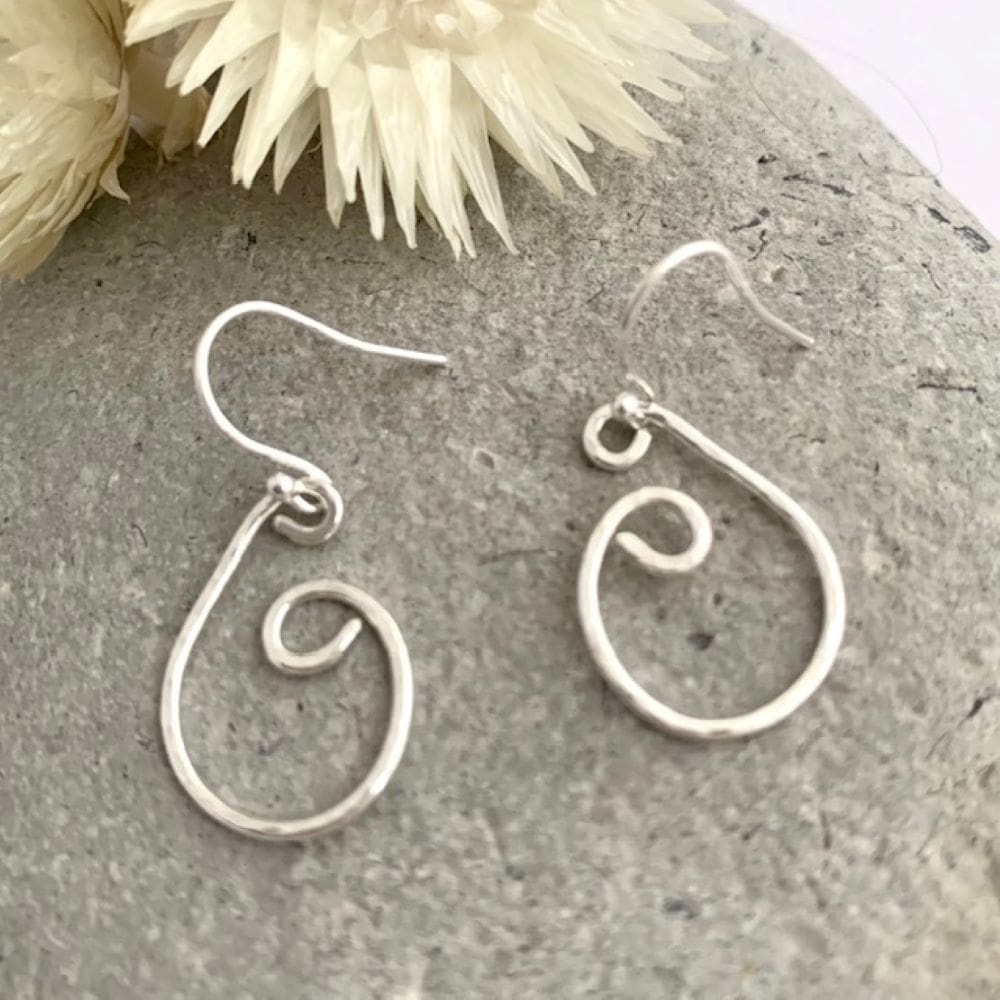 Spiral Sterling Silver Textured Drop Earrings
