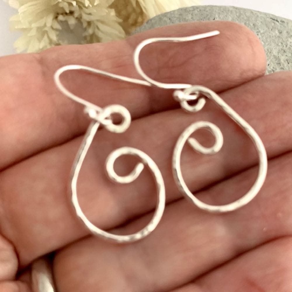 Spiral Textured Sterling Silver Dangly Earrings