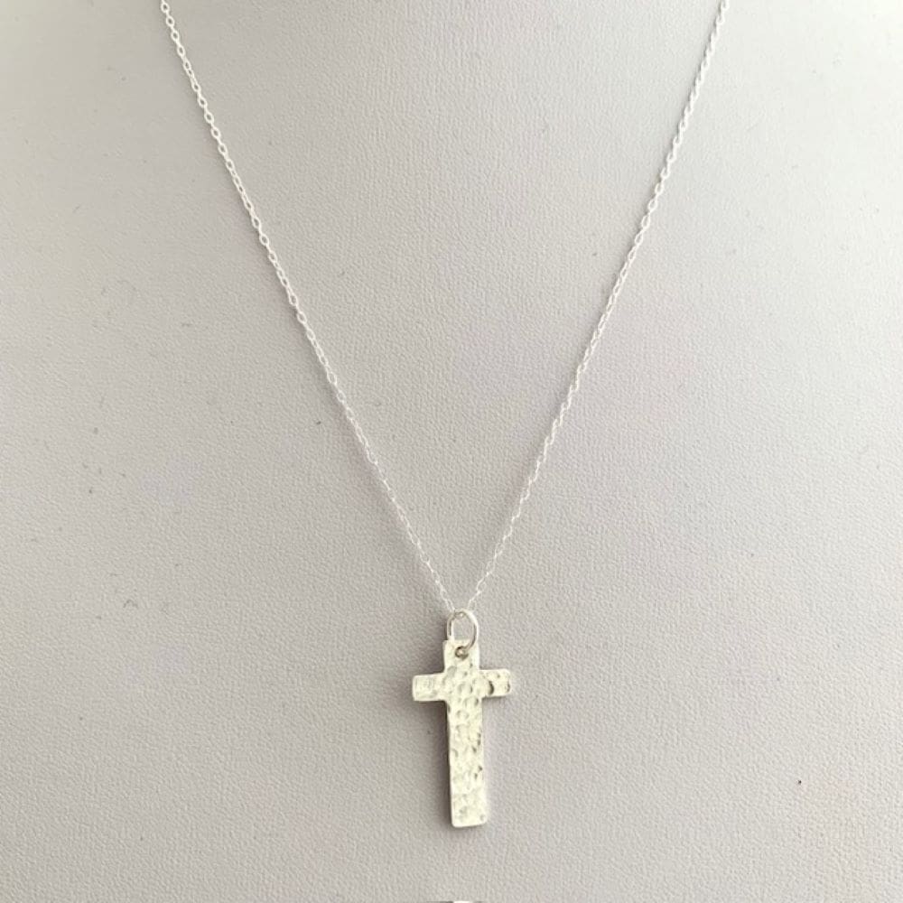 Sterling Silver Hammered Cross Necklace