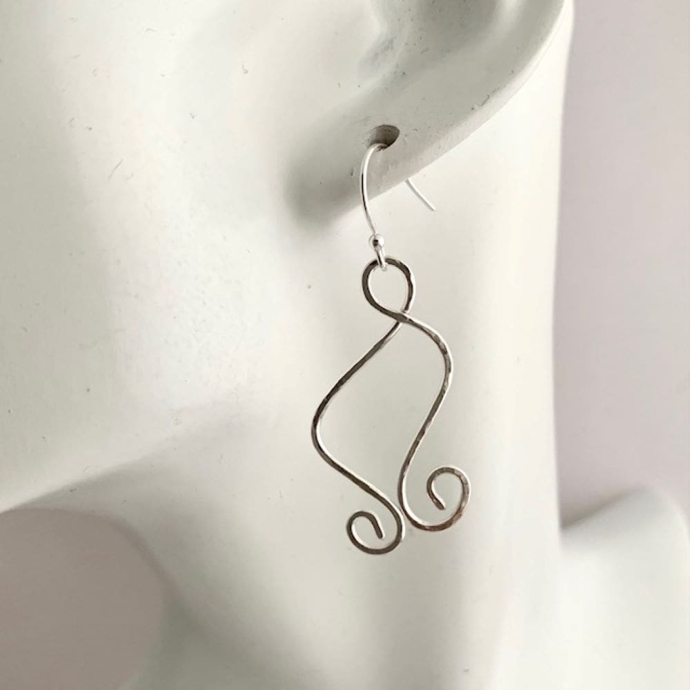 Sterling Silver Hammered Long Spiral Earrings
