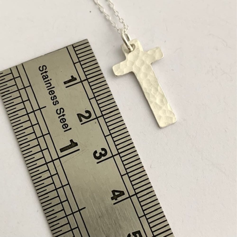 Sterling Silver Rustic Small Hammered Cross Pendant