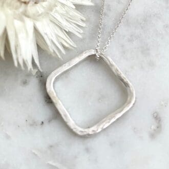Sterling Silver Textured Square Necklace Ring