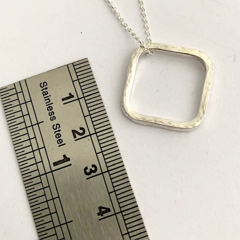 Sterling Silver Textured Square Wire Pendant