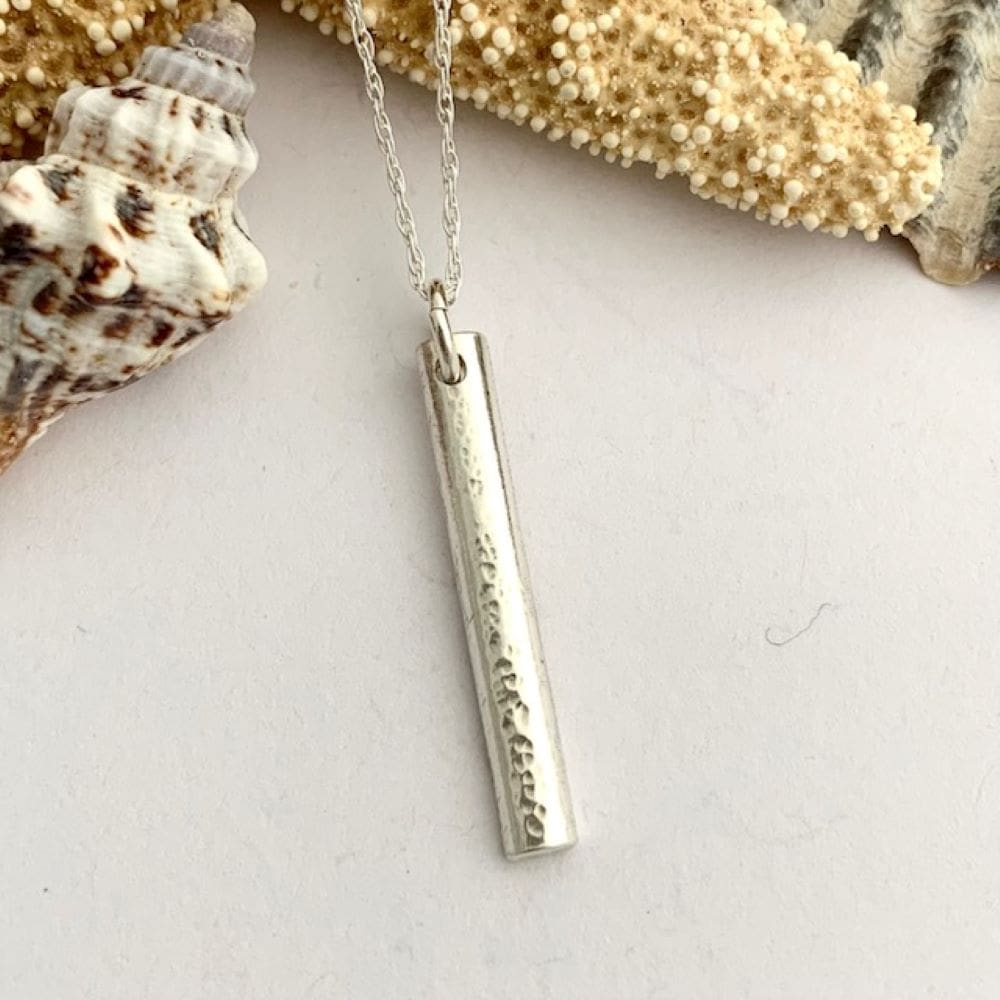 Textured 925 Sterling Silver Bar Pendant